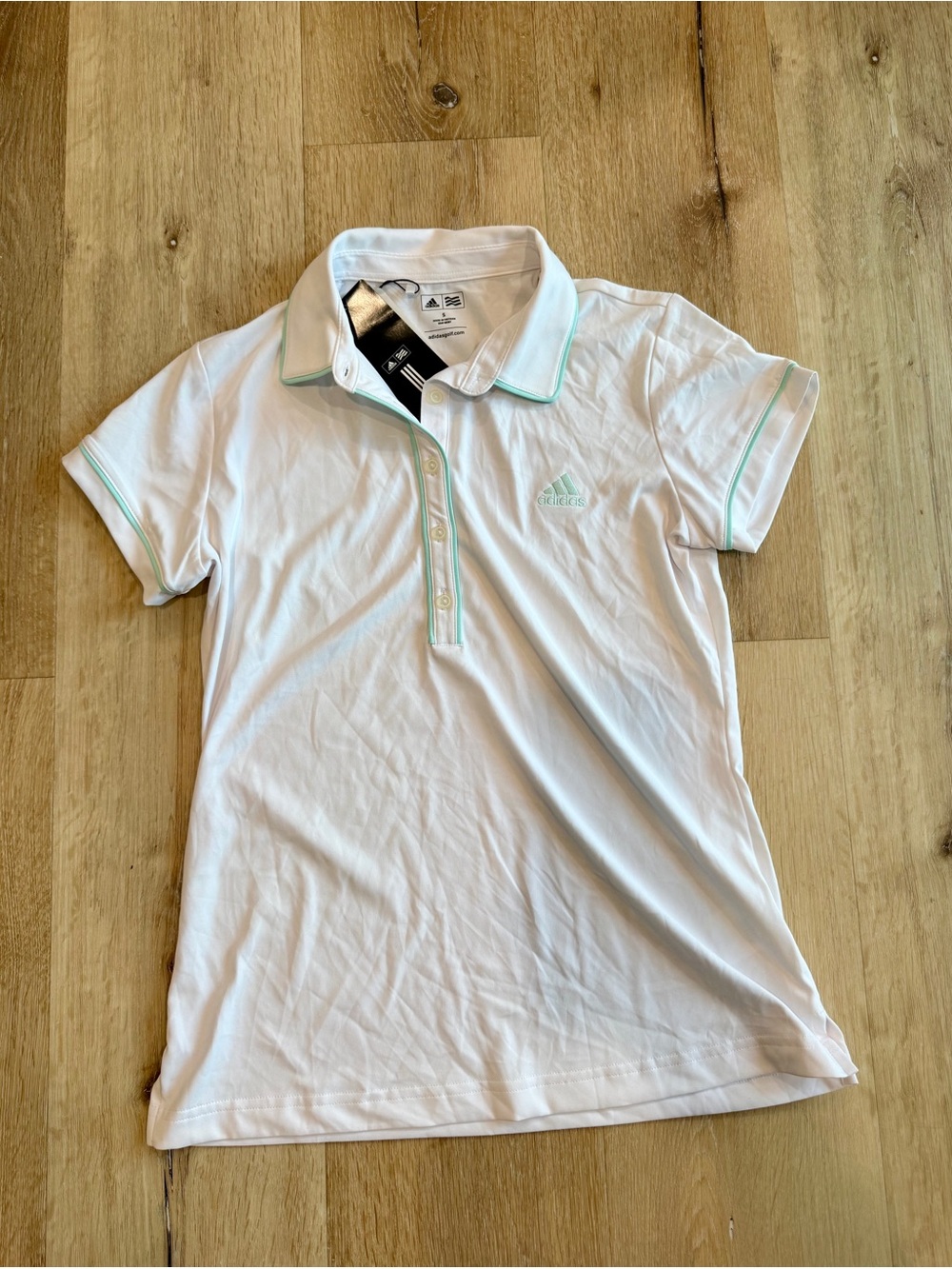 NEW Women’s Adidas Sport • White & Mint Green Trim Golf Polo Shirt